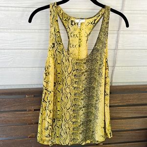 Joie Silk Yellow Gold Snakeskin Racerback Top